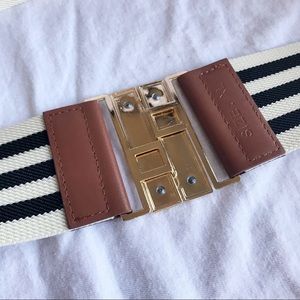 Accessories - Black and White Stripe Elastic Stripe Belt Accessories - Black and White Stripe Elastic Stripe Belt